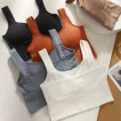 Soutien-gorge de sport respirant anti-transpiration – Brassière fitness sans couture – Yoga – Anti-choc – Push-up – Crop top pour entraînement