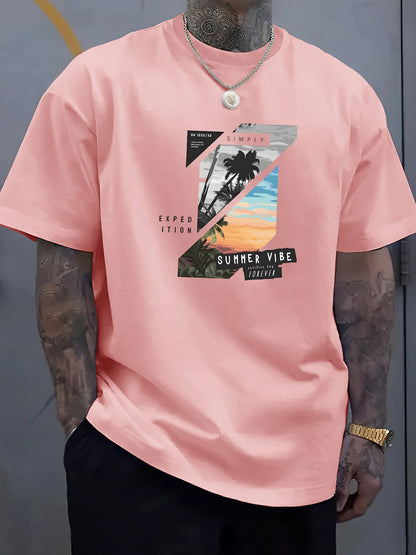 Men's summer 100 cotton fashionable casual loose solid color multi-color optional sports round neck short sleeved T-shirt top