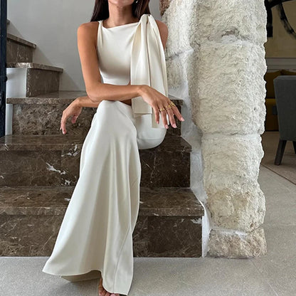 WhereMery Robe d'été sexy femme – Sans manches, col rond, coupe slim, longue, pour soirée et club