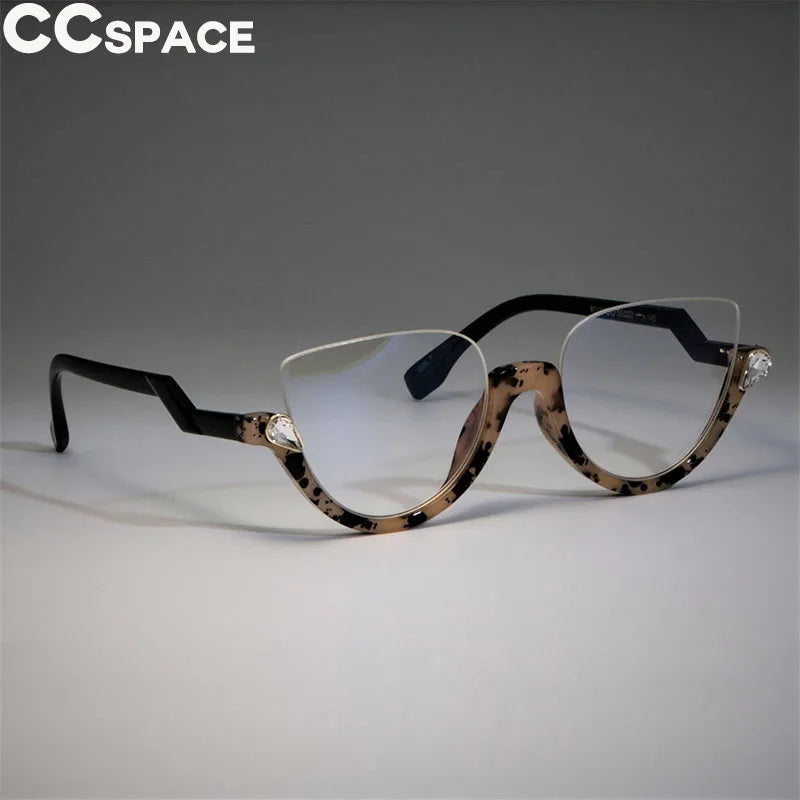 Monture de lunettes œil de chat pour femme – Styles tendance – Demi-monture design – Lunettes de mode pour ordinateur