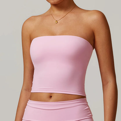 Débardeur de Yoga Sans Bretelles pour Femme – Soutien-Gorge de Sport Sexy avec Dos Nu, Absorption des Chocs et Séchage Rapide