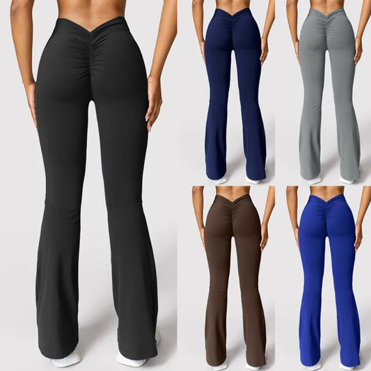 Leggings Femme Fashion Micro Horn – Taille V-Dos, Taille Haute, Effet Push-Up Fessier, Pantalon de Sport Slim & Décontracté