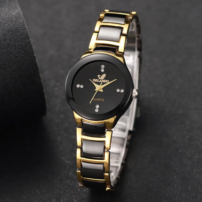 Montre Femme Élégante – Quartz avec Bracelet en Acier Inoxydable & Strass