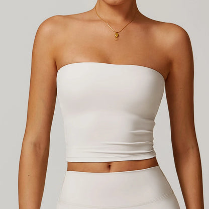 Débardeur de Yoga Sans Bretelles pour Femme – Soutien-Gorge de Sport Sexy avec Dos Nu, Absorption des Chocs et Séchage Rapide