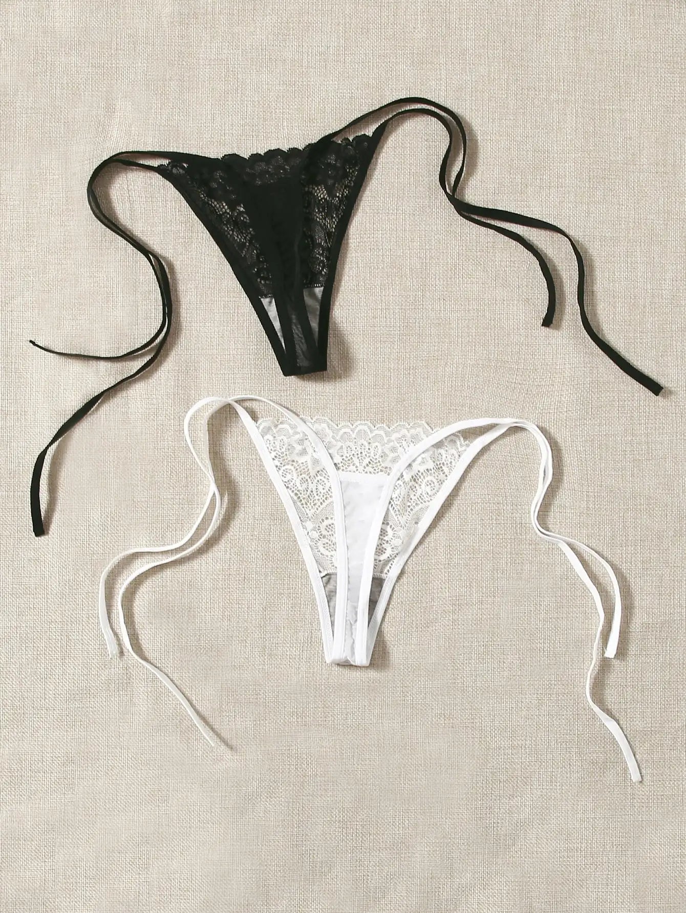 Lot de 2 Strings Femme Taille Basse en Dentelle – Sexy & Confortables | Lingerie C847