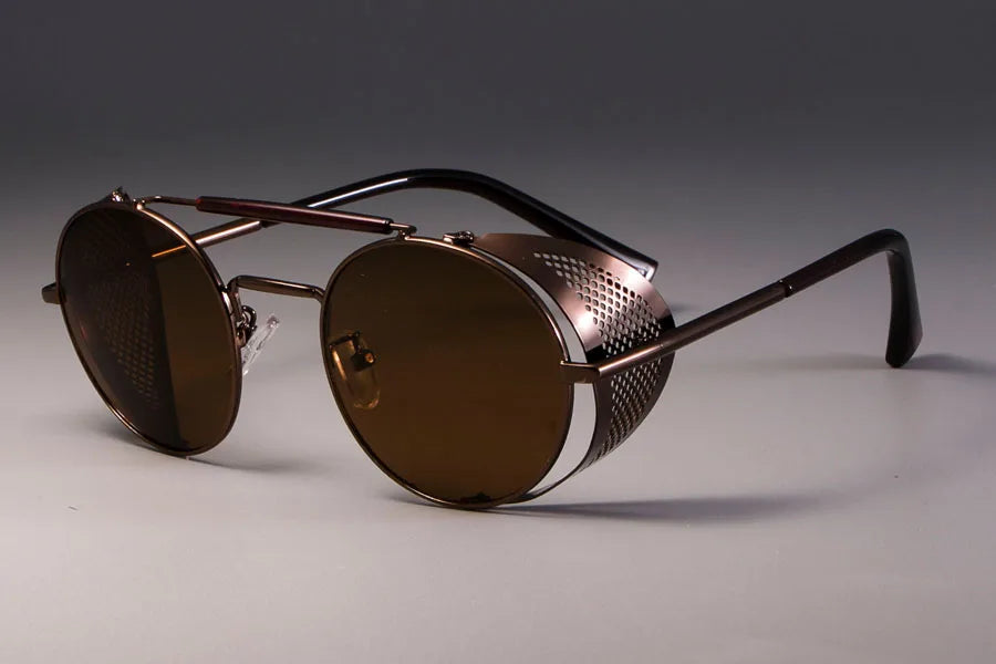Lunettes de Soleil Rétro Rondes – Style Steampunk Unisexe