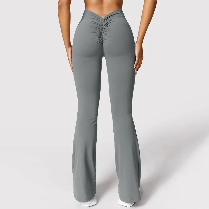 Leggings Femme Fashion Micro Horn – Taille V-Dos, Taille Haute, Effet Push-Up Fessier, Pantalon de Sport Slim & Décontracté