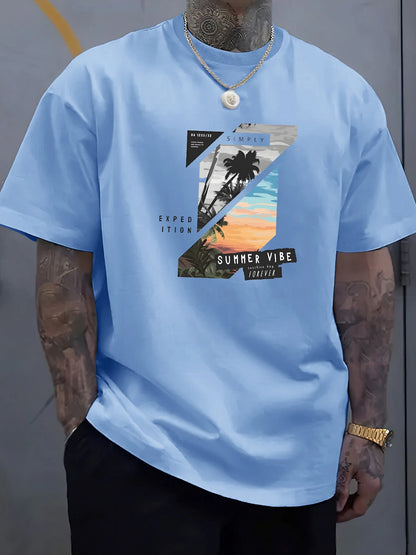 Men's summer 100 cotton fashionable casual loose solid color multi-color optional sports round neck short sleeved T-shirt top