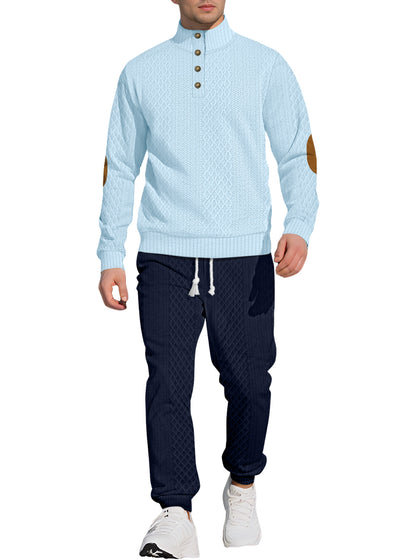 Ensemble pull et pantalon pour homme, style casual outdoor, avec col montant