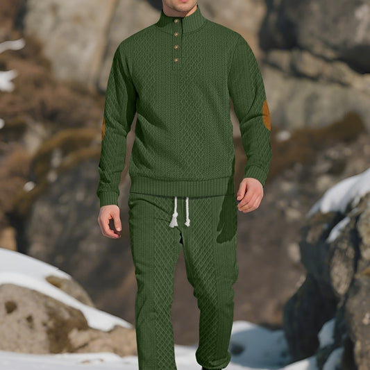 Ensemble pull et pantalon pour homme, style casual outdoor, avec col montant
