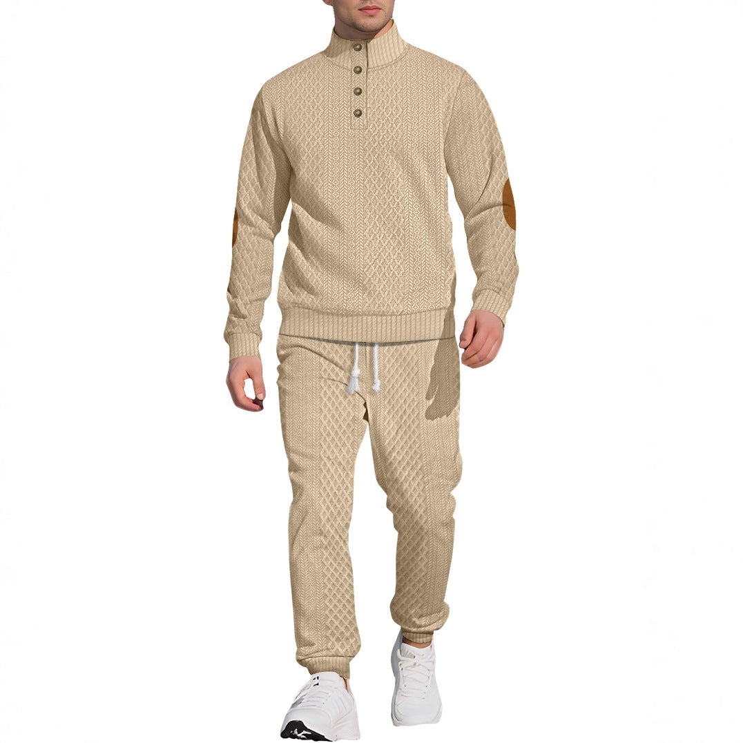 Ensemble pull et pantalon pour homme, style casual outdoor, avec col montant